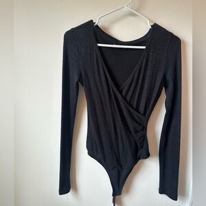 Abercrombie Soft A&F Wrap Bodysuit, black, size XS